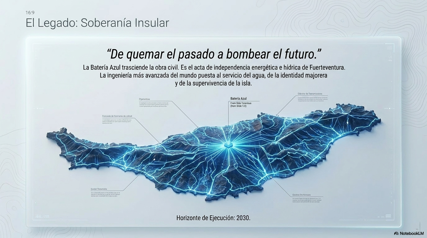 Mapa de Fuerteventura iluminado por una red eléctrica conceptual como cierre de legado insular